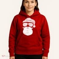Funny Santa Claus Face Sunglasses With Hat Beard Christmas Hoodie thumb 5