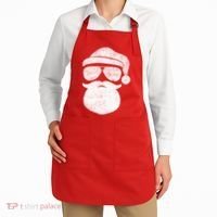 Funny Santa Claus Face Sunglasses With Hat Beard Christmas Apron thumb 2