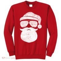 Funny Santa Claus Face Sunglasses With Hat Beard Christmas Sweatshirt thumb 0
