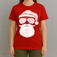 Funny Santa Claus Face Sunglasses With Hat Beard Christmas T-Shirt thumb 4