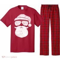 Funny Santa Claus Face Sunglasses With Hat Beard Christmas Pajama Set thumb 0