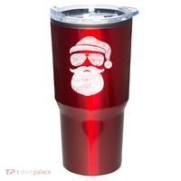 Funny Santa Claus Face Sunglasses With Hat Beard Christmas Tumbler thumb 0