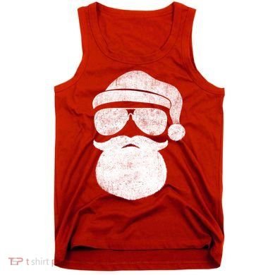 Funny Santa Claus Face Sunglasses With Hat Beard Christmas Tank Top