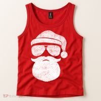 Funny Santa Claus Face Sunglasses With Hat Beard Christmas Tank Top thumb 2