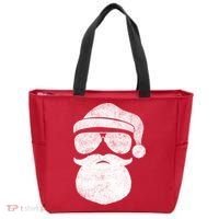 Funny Santa Claus Face Sunglasses With Hat Beard Christmas Tote Bag thumb 0