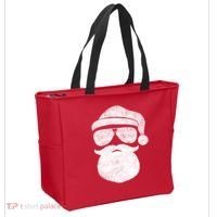 Funny Santa Claus Face Sunglasses With Hat Beard Christmas Tote Bag thumb 2