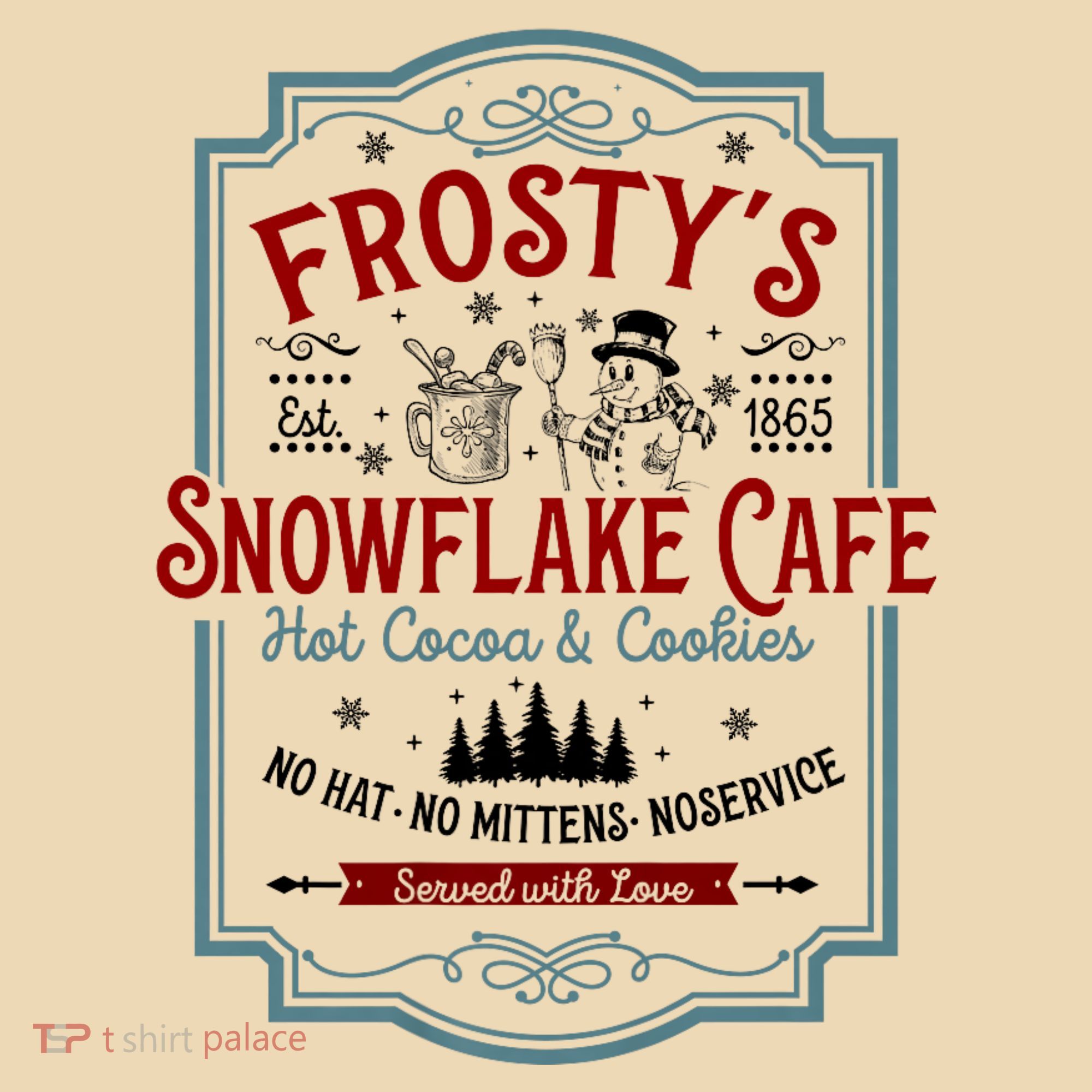 FrostyS Snowflake Cafe With Hot Cocoa And Cookies Christmas Tote Bag