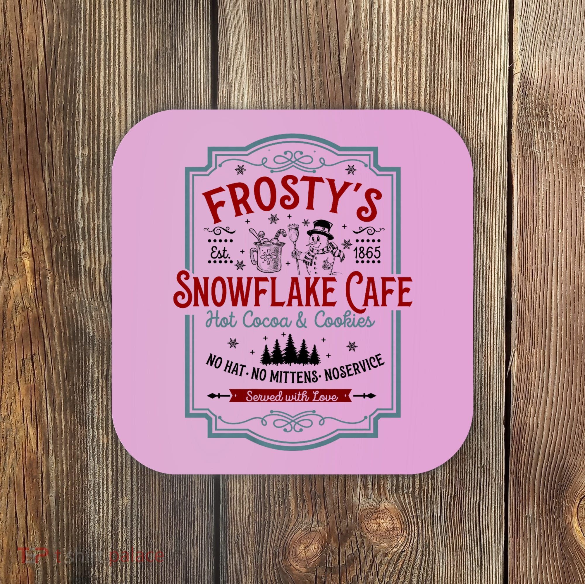 FrostyS Snowflake Cafe With Hot Cocoa And Cookies Christmas Coaster