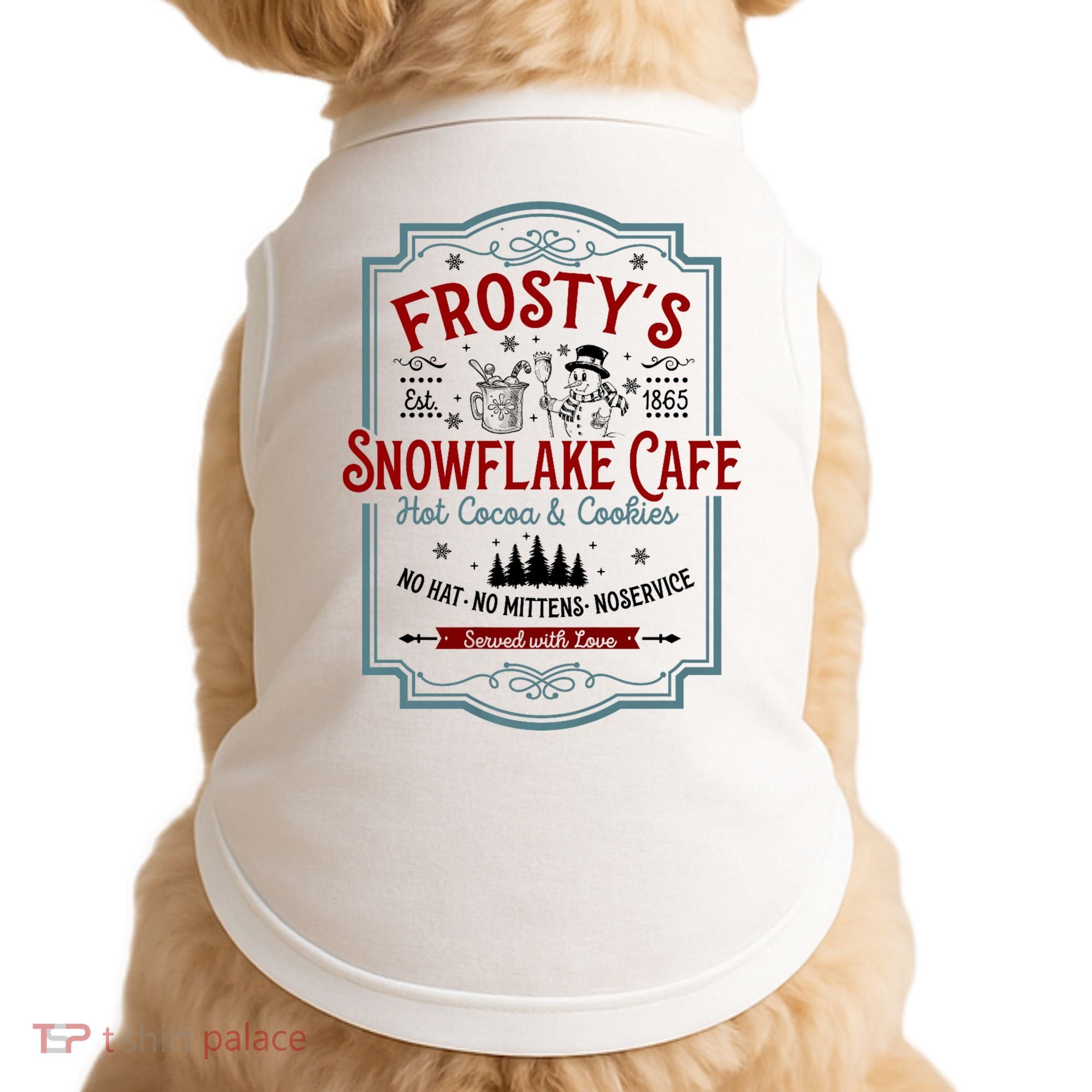 FrostyS Snowflake Cafe With Hot Cocoa And Cookies Christmas Doggie Tank