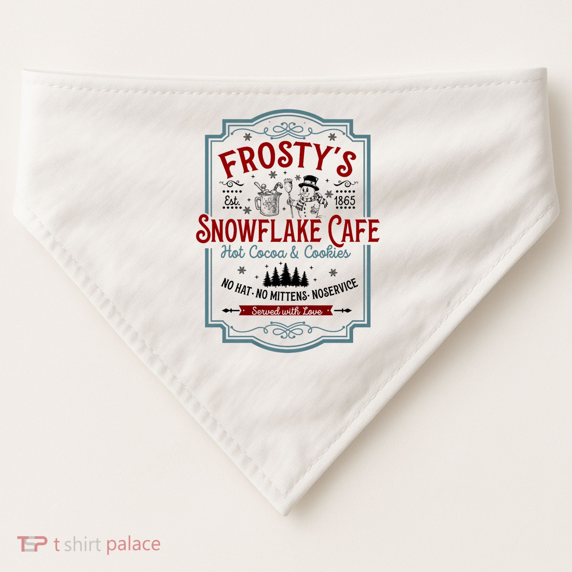 FrostyS Snowflake Cafe With Hot Cocoa And Cookies Christmas USA-Made Doggie Bandana