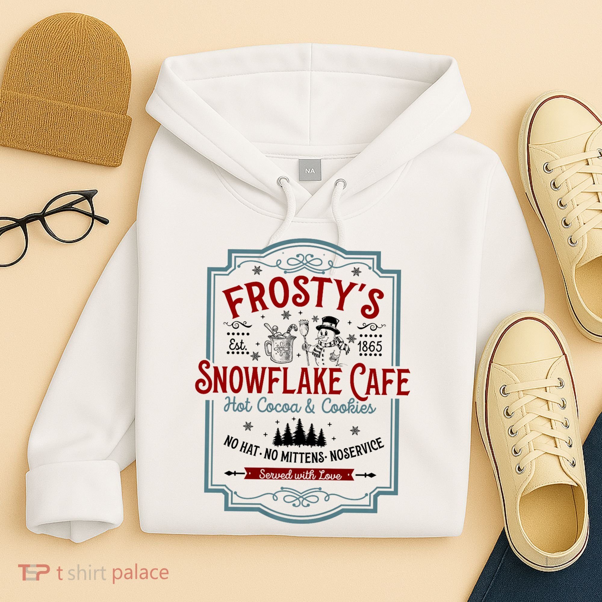 FrostyS Snowflake Cafe With Hot Cocoa And Cookies Christmas Hoodie