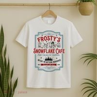 FrostyS Snowflake Cafe With Hot Cocoa And Cookies Christmas T-Shirt thumb 2