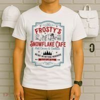FrostyS Snowflake Cafe With Hot Cocoa And Cookies Christmas T-Shirt thumb 6