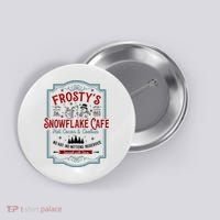 FrostyS Snowflake Cafe With Hot Cocoa And Cookies Christmas Button thumb 0