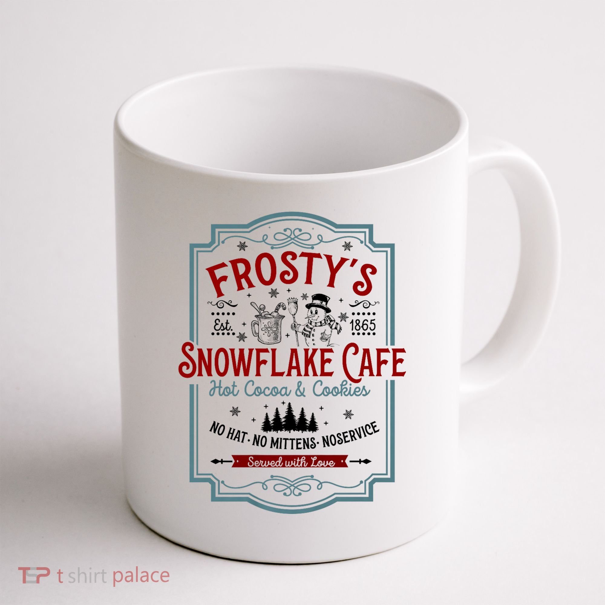 FrostyS Snowflake Cafe With Hot Cocoa And Cookies Christmas Coffee Mug