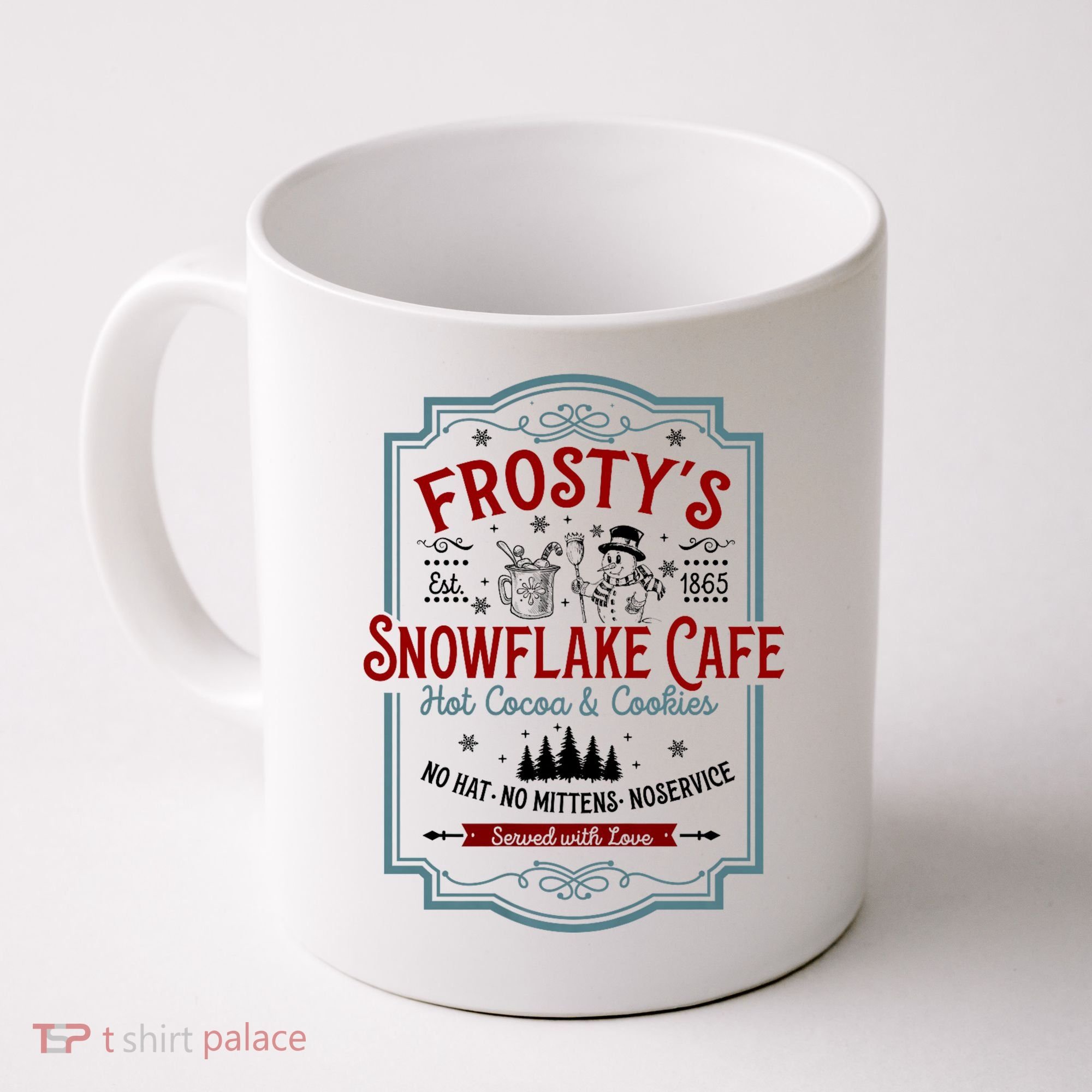 FrostyS Snowflake Cafe With Hot Cocoa And Cookies Christmas Coffee Mug