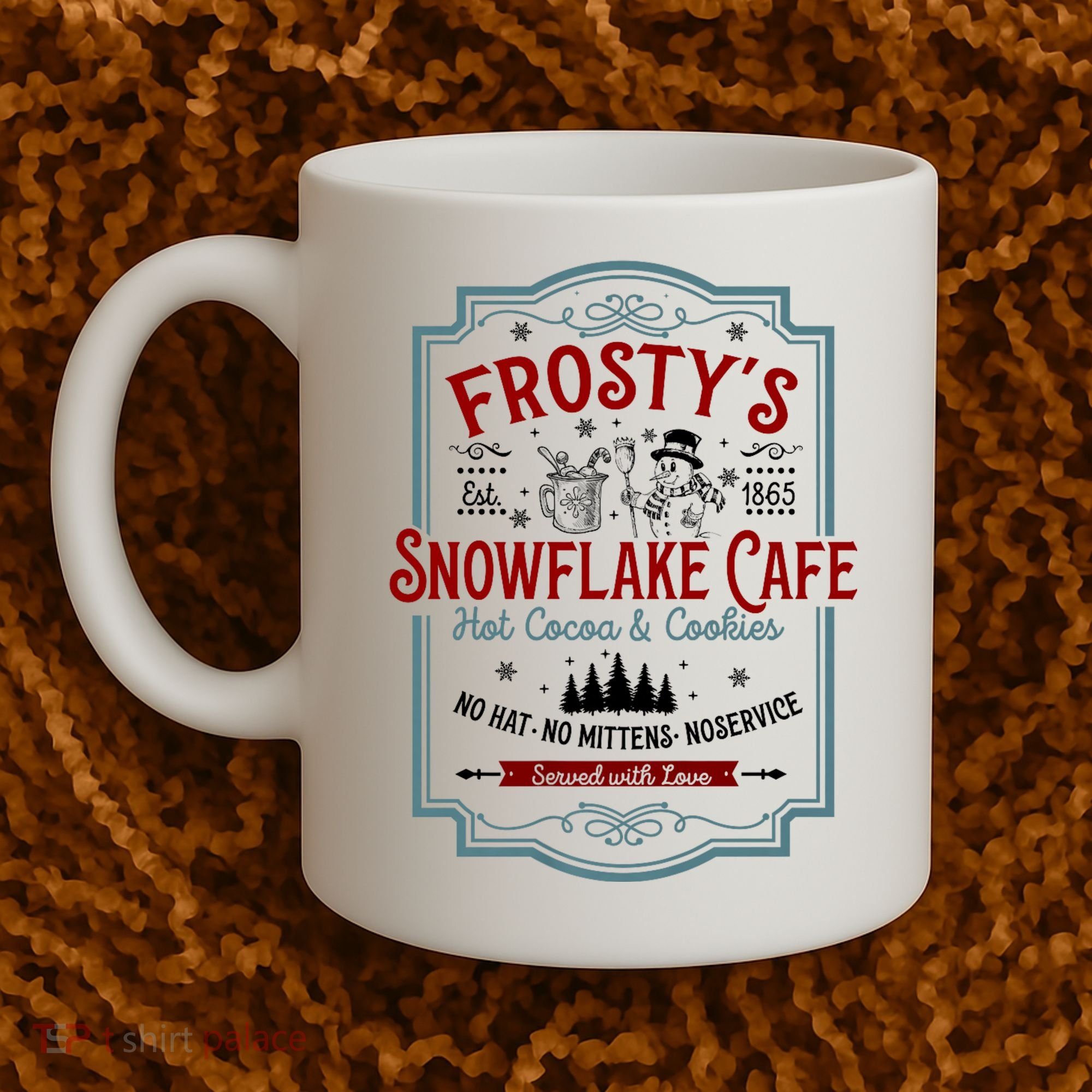 FrostyS Snowflake Cafe With Hot Cocoa And Cookies Christmas Coffee Mug