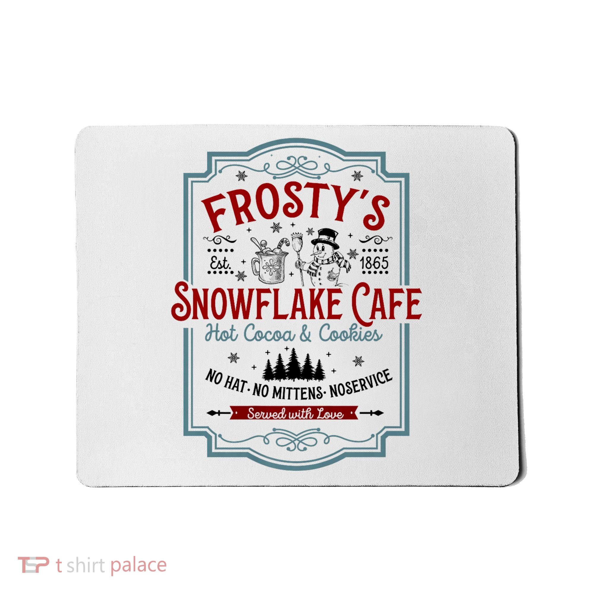 FrostyS Snowflake Cafe With Hot Cocoa And Cookies Christmas Mousepad
