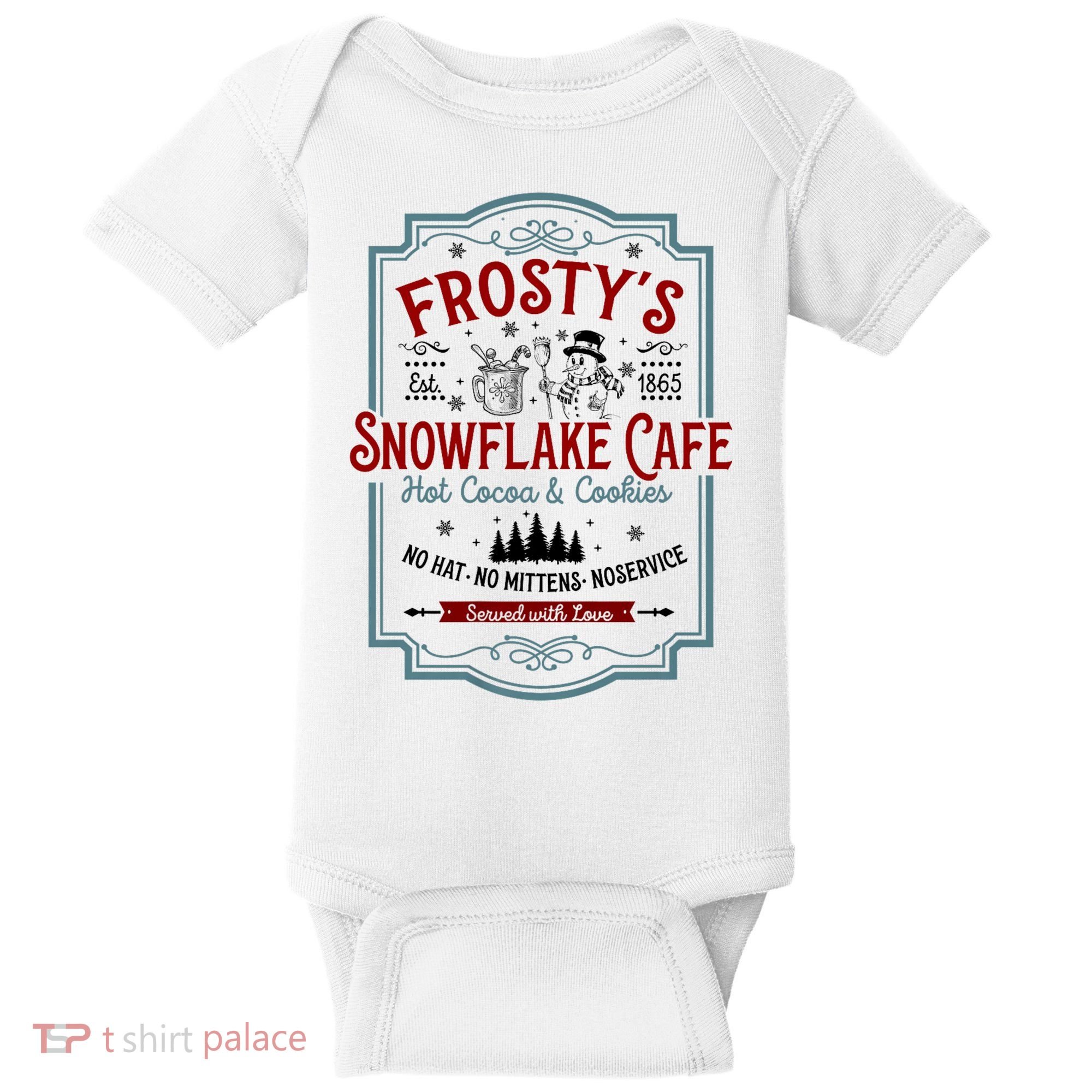 FrostyS Snowflake Cafe With Hot Cocoa And Cookies Christmas Baby Bodysuit