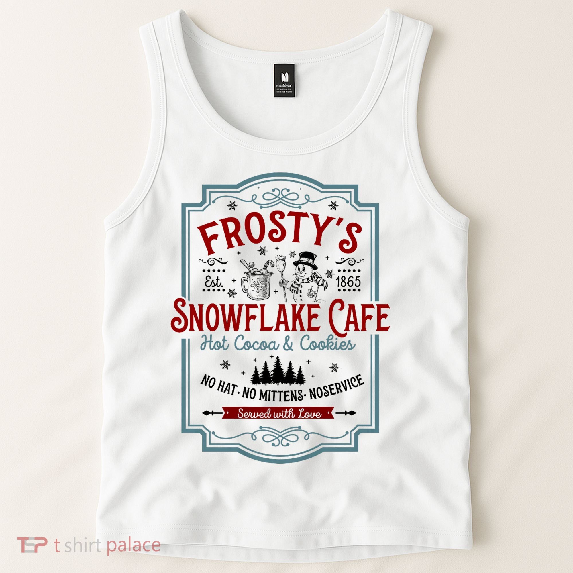 FrostyS Snowflake Cafe With Hot Cocoa And Cookies Christmas Tank Top