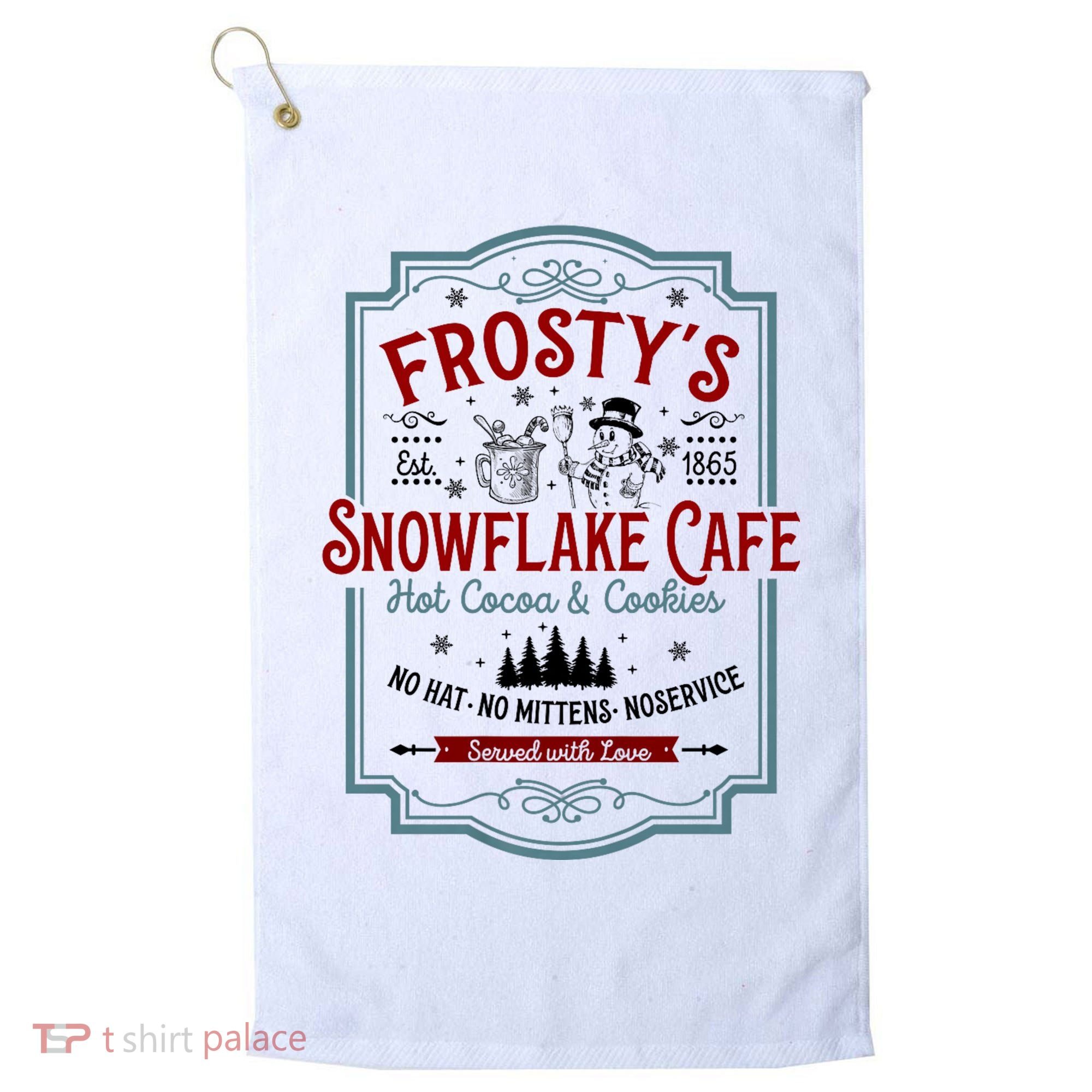 FrostyS Snowflake Cafe With Hot Cocoa And Cookies Christmas Golf Towel