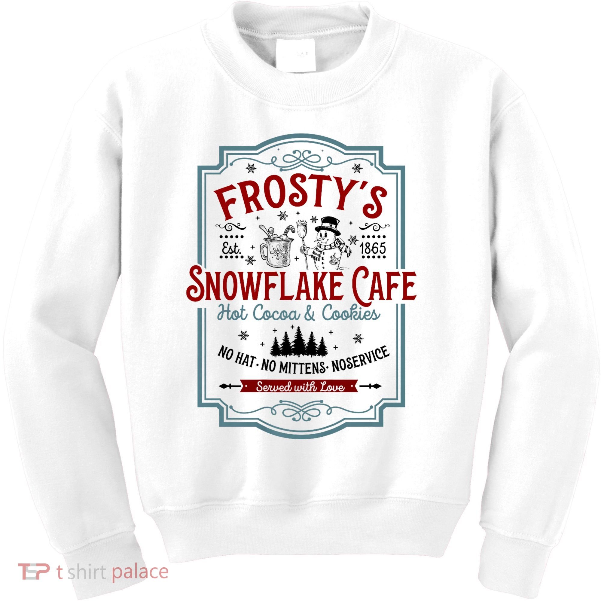 FrostyS Snowflake Cafe With Hot Cocoa And Cookies Christmas Kids Sweatshirt
