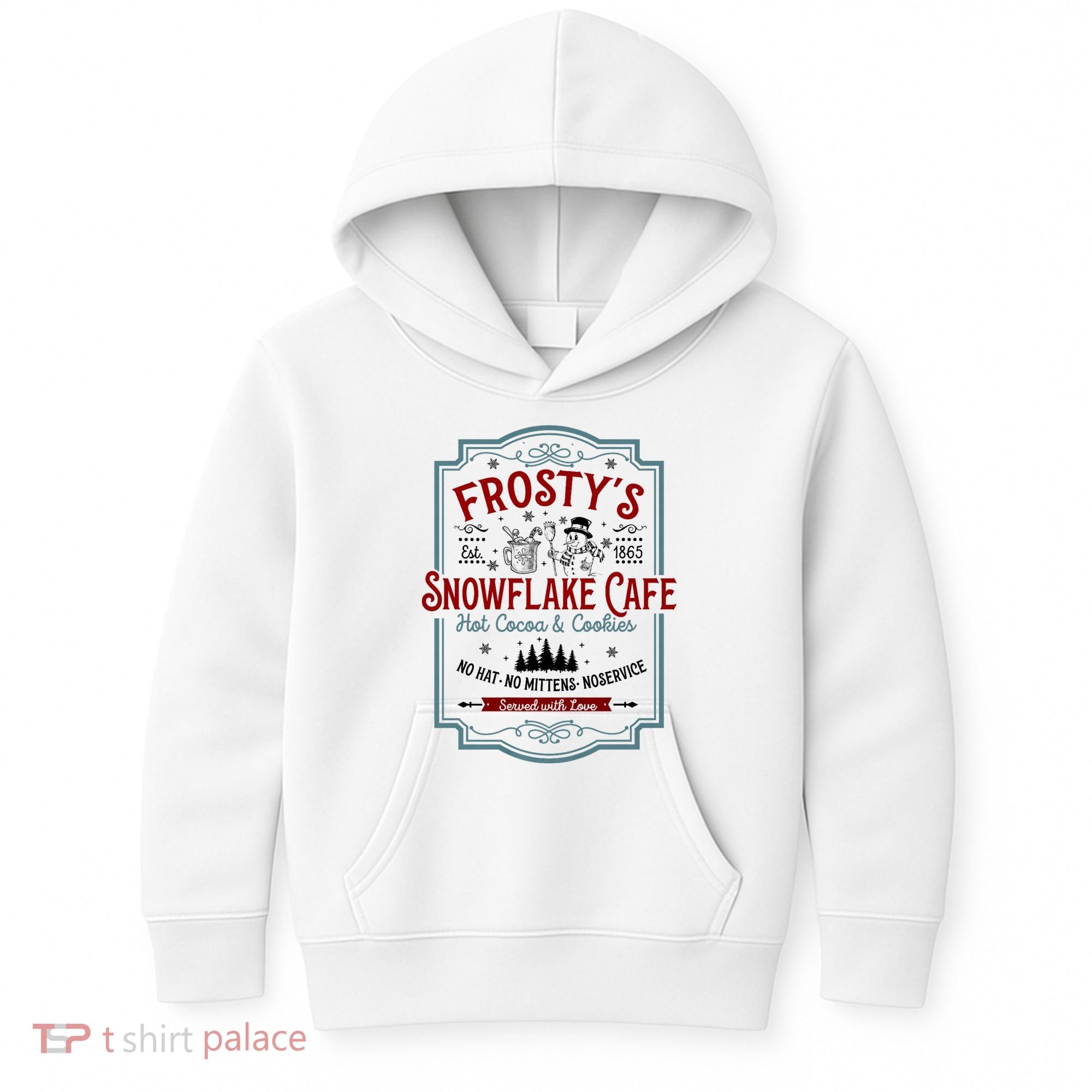 FrostyS Snowflake Cafe With Hot Cocoa And Cookies Christmas Kids Hoodie