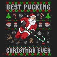 Funny Santa Claus Ugly Christmas Ice Hockey Best Pucking Gift Women's Sweatshirt thumb 2