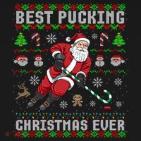 Funny Santa Claus Ugly Christmas Ice Hockey Best Pucking Gift Doggie Tank thumb 4
