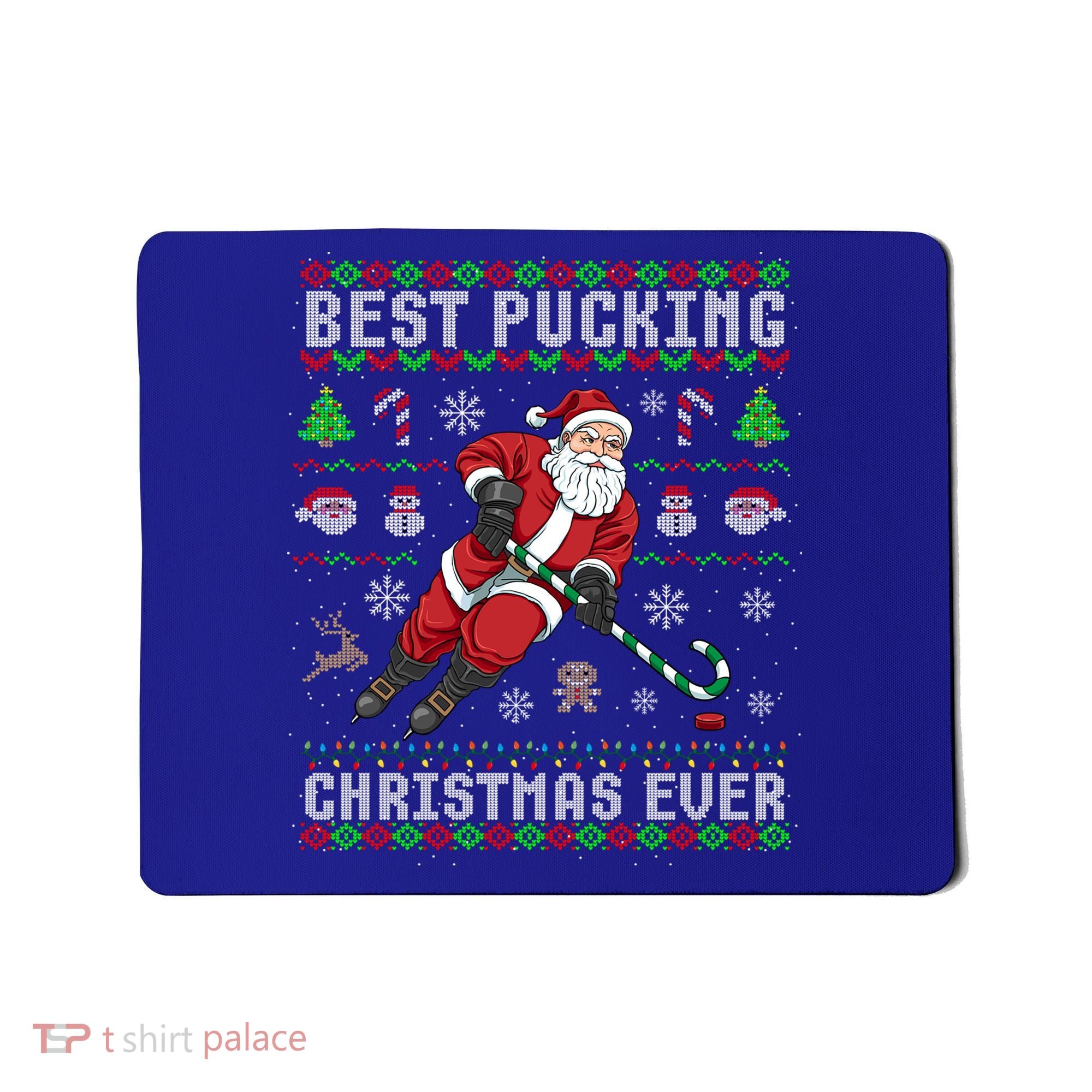 Funny Santa Claus Ugly Christmas Ice Hockey Best Pucking Gift Mousepad