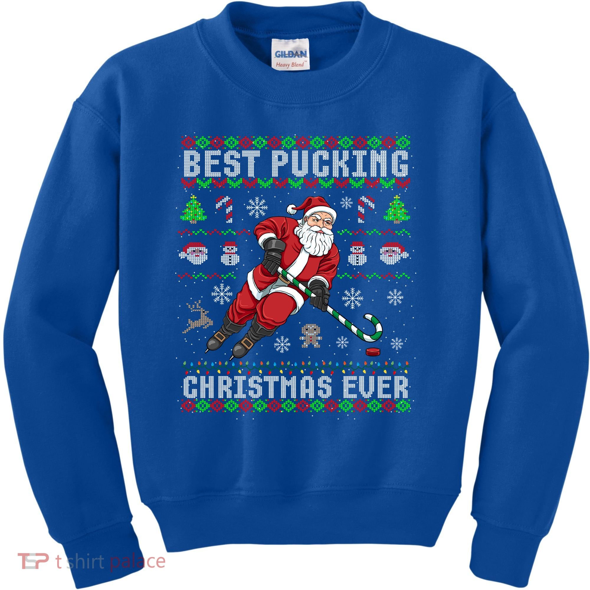 Funny Santa Claus Ugly Christmas Ice Hockey Best Pucking Gift Kids Sweatshirt