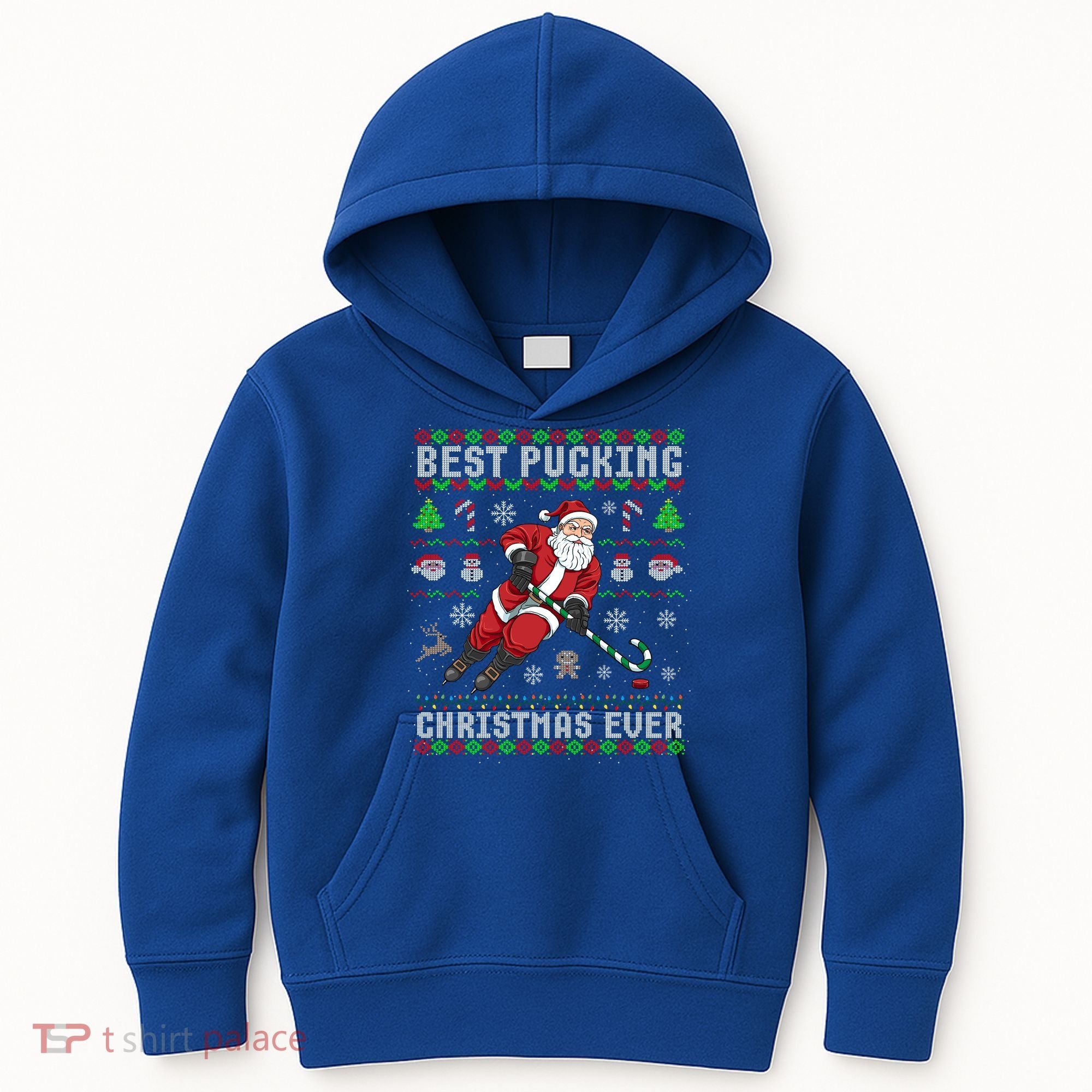 Funny Santa Claus Ugly Christmas Ice Hockey Best Pucking Gift Kids Hoodie