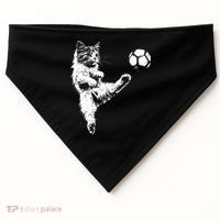 Funny Soccer Cat USA-Made Doggie Bandana thumb 0