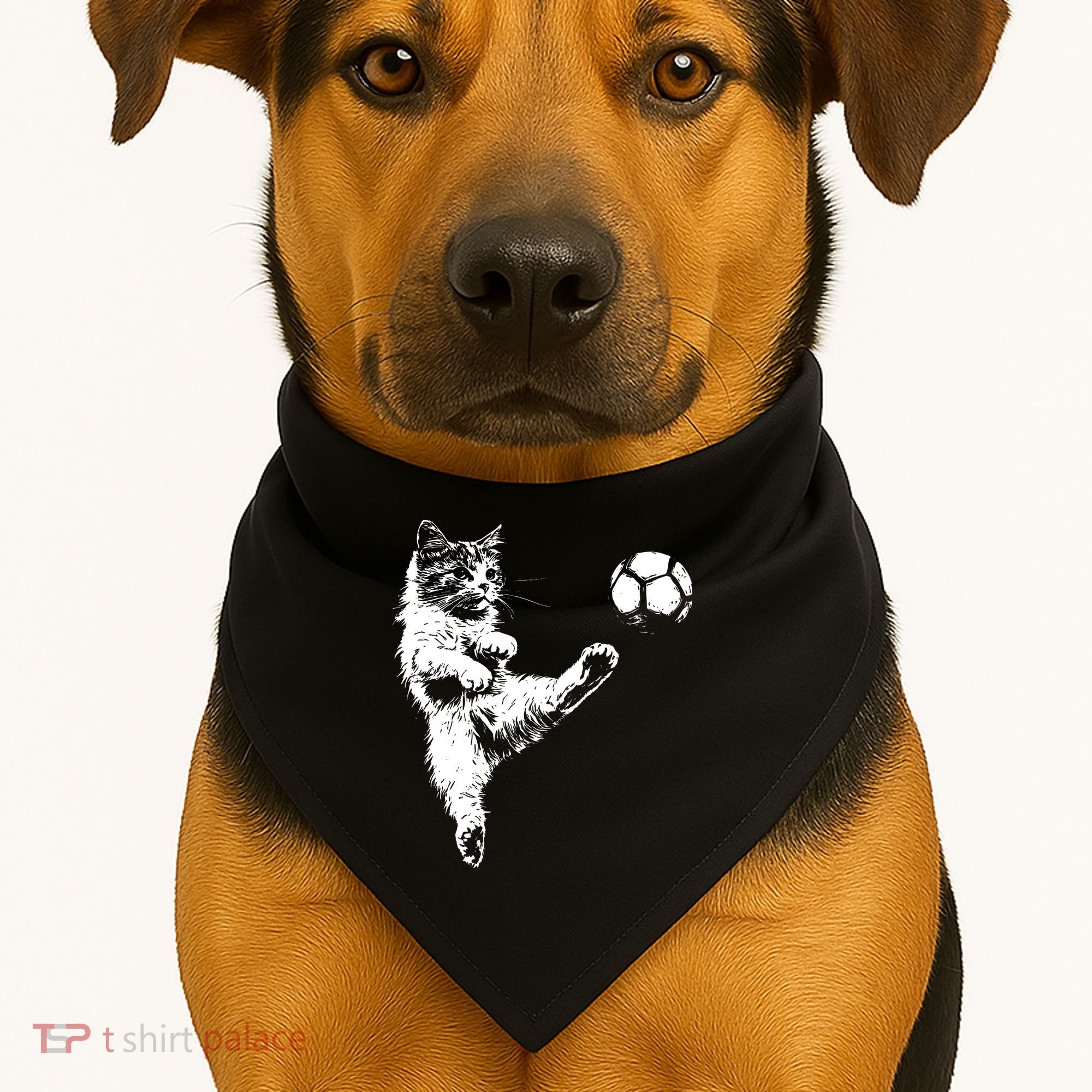 Funny Soccer Cat USA-Made Doggie Bandana