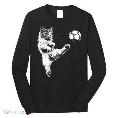 Funny Soccer Cat Long Sleeve Shirt