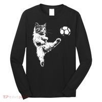 Funny Soccer Cat Long Sleeve Shirt thumb 0