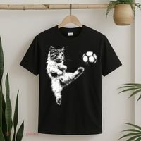 Funny Soccer Cat T-Shirt thumb 2