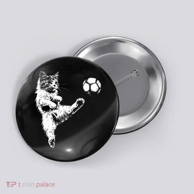 Funny Soccer Cat Button