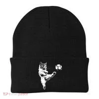 Funny Soccer Cat Beanie thumb 0