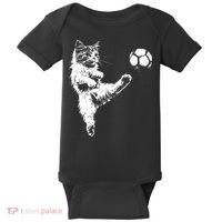 Funny Soccer Cat Baby Bodysuit thumb 0