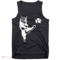 Funny Soccer Cat Tank Top thumb 0