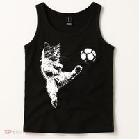 Funny Soccer Cat Tank Top thumb 2