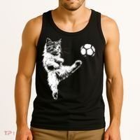 Funny Soccer Cat Tank Top thumb 3