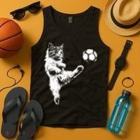 Funny Soccer Cat Tank Top thumb 4