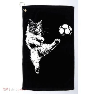 Funny Soccer Cat Golf Towel