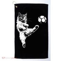 Funny Soccer Cat Golf Towel thumb 0