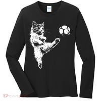 Funny Soccer Cat Women's Long Sleeve Shirt thumb 0