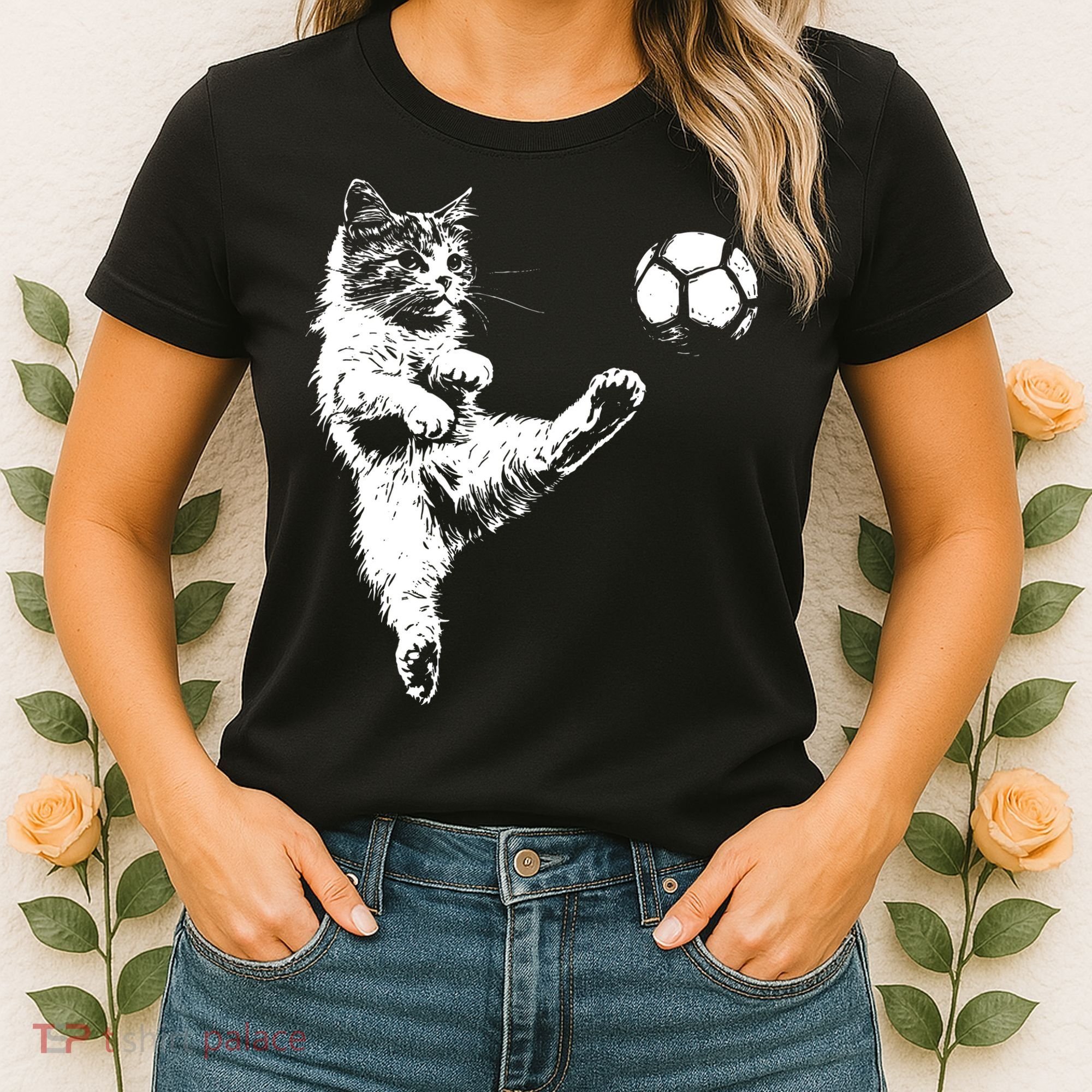 Funny Soccer Cat Women's T-Shirt