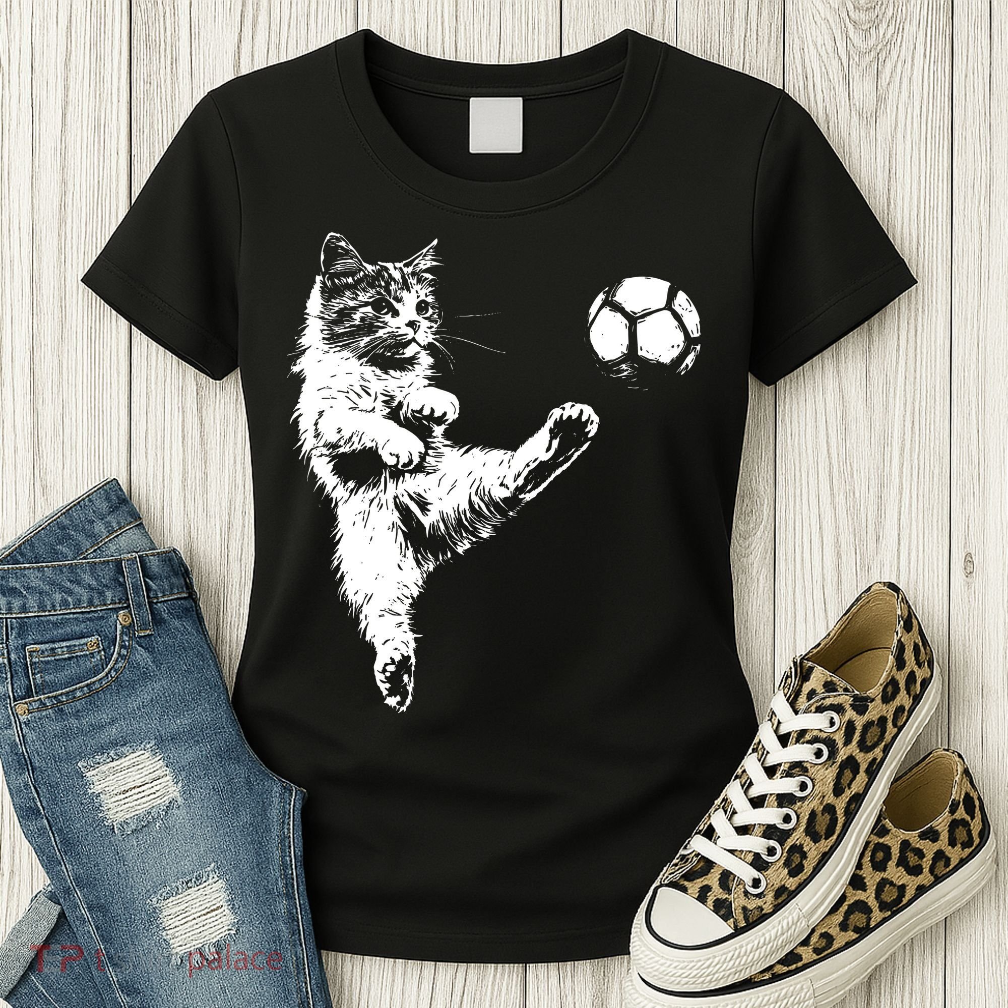 Funny Soccer Cat Women's T-Shirt