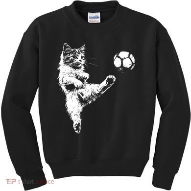 Funny Soccer Cat Kids Sweatshirt